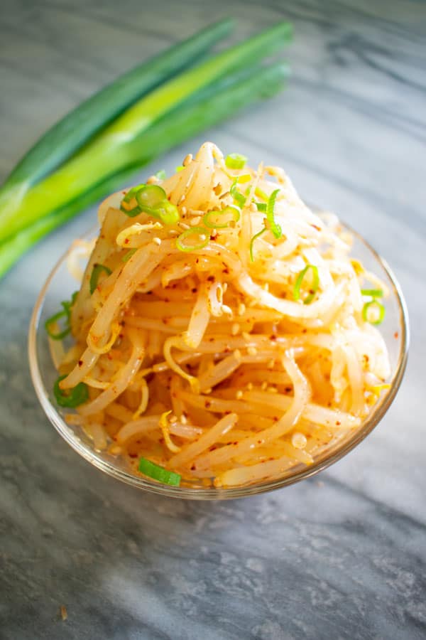 korean bean sprout salad with green onion