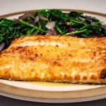 Ling Cod with miso glaze with spinach