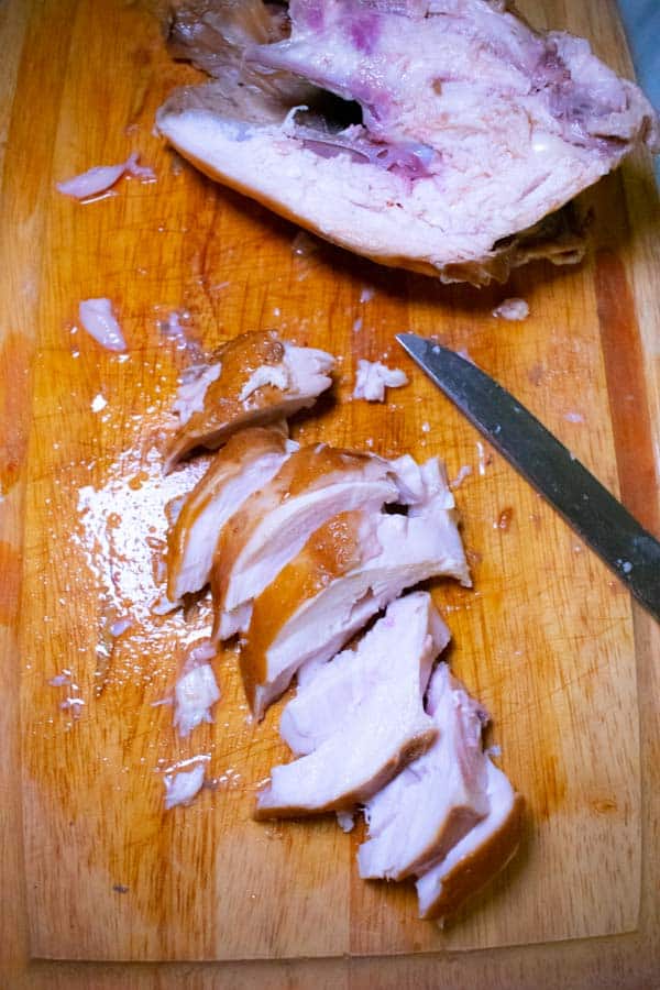 Easy Shanghai chicken breast on cutting board