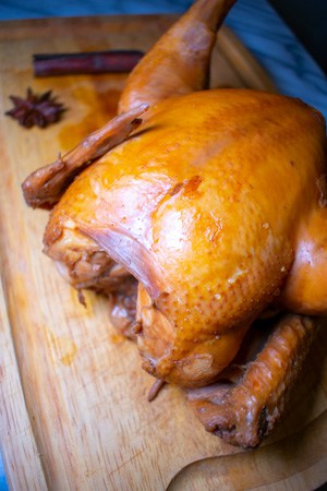 Easy shanghai chicken on cutting board