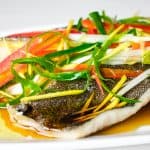 closeup shot of chinese steamed black cod