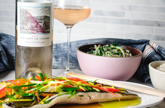 chinese steamed black cod with bonny doon rose wine