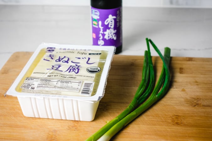 ingredients for Hiyakko tofu salad