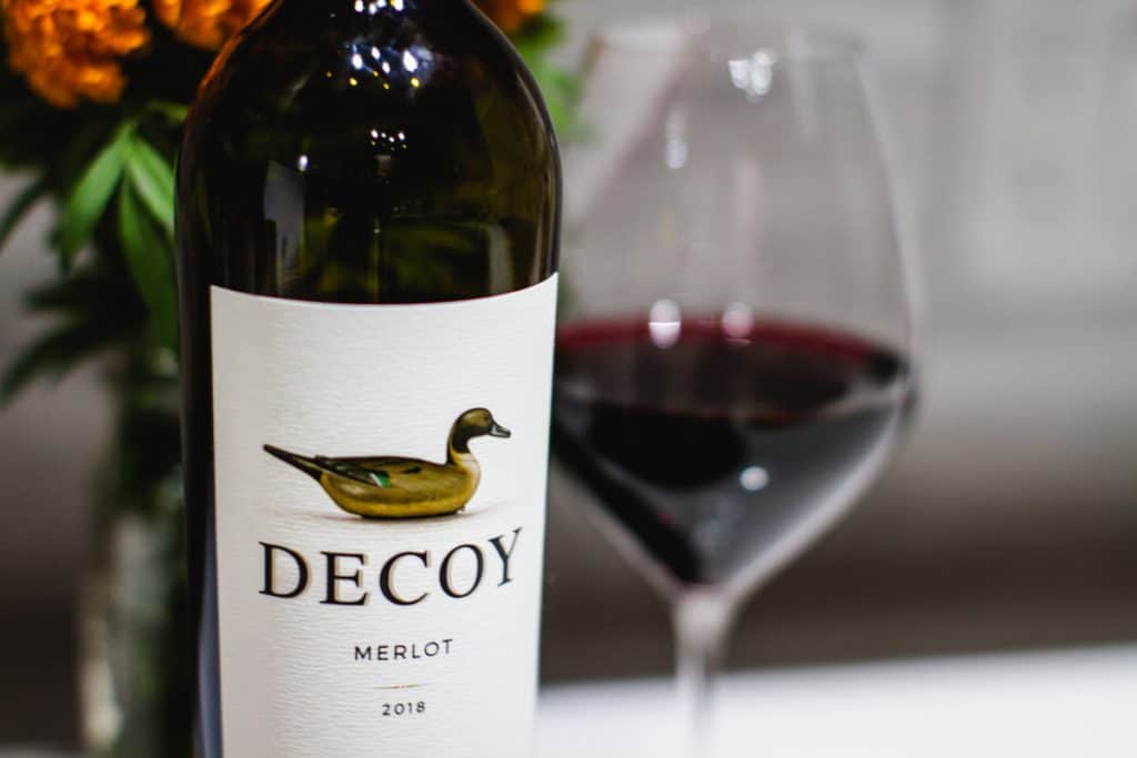 2016 Decoy Merlot and wine glass