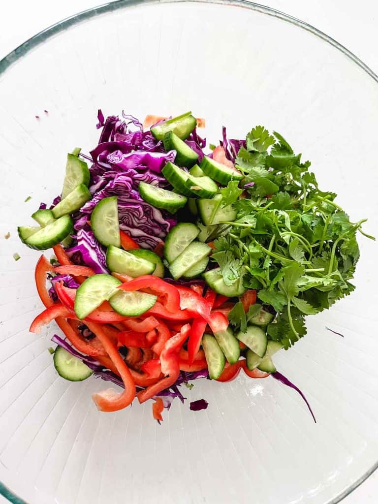 vegetables in a glass bowl