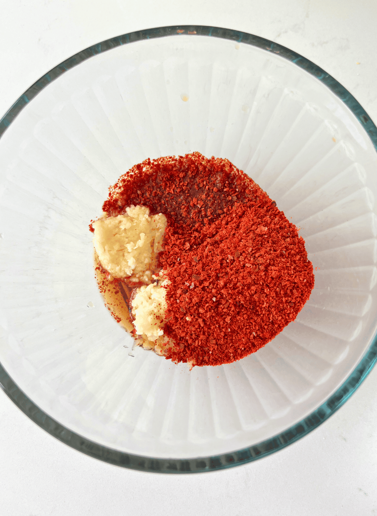 seasoning mix for kimchi in a glass bowl