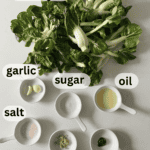 labeled ingredients for stir fried bok choy