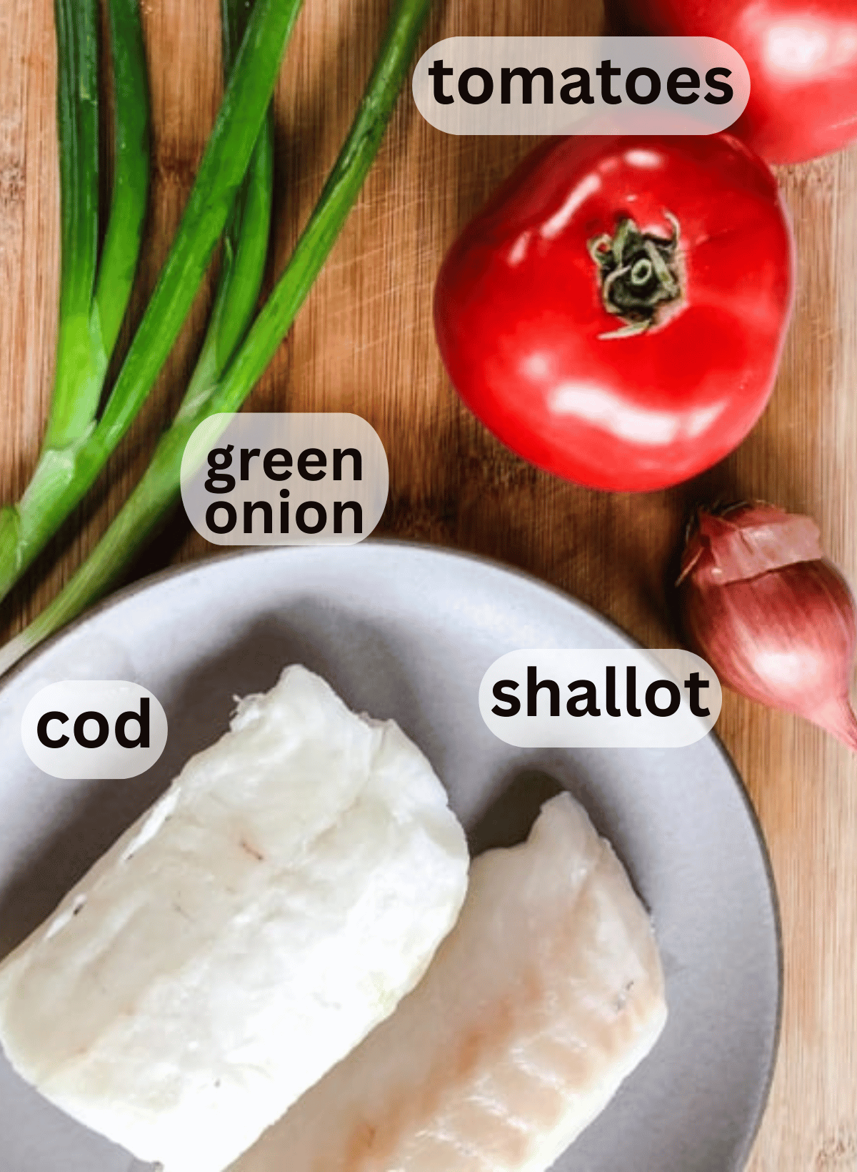 labeled ingredients for Vietnamese fried fish