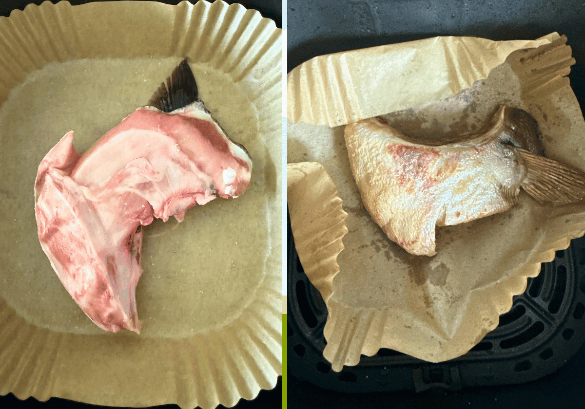 Vor und nach dem Foto des Hamachi -Kragenkragen