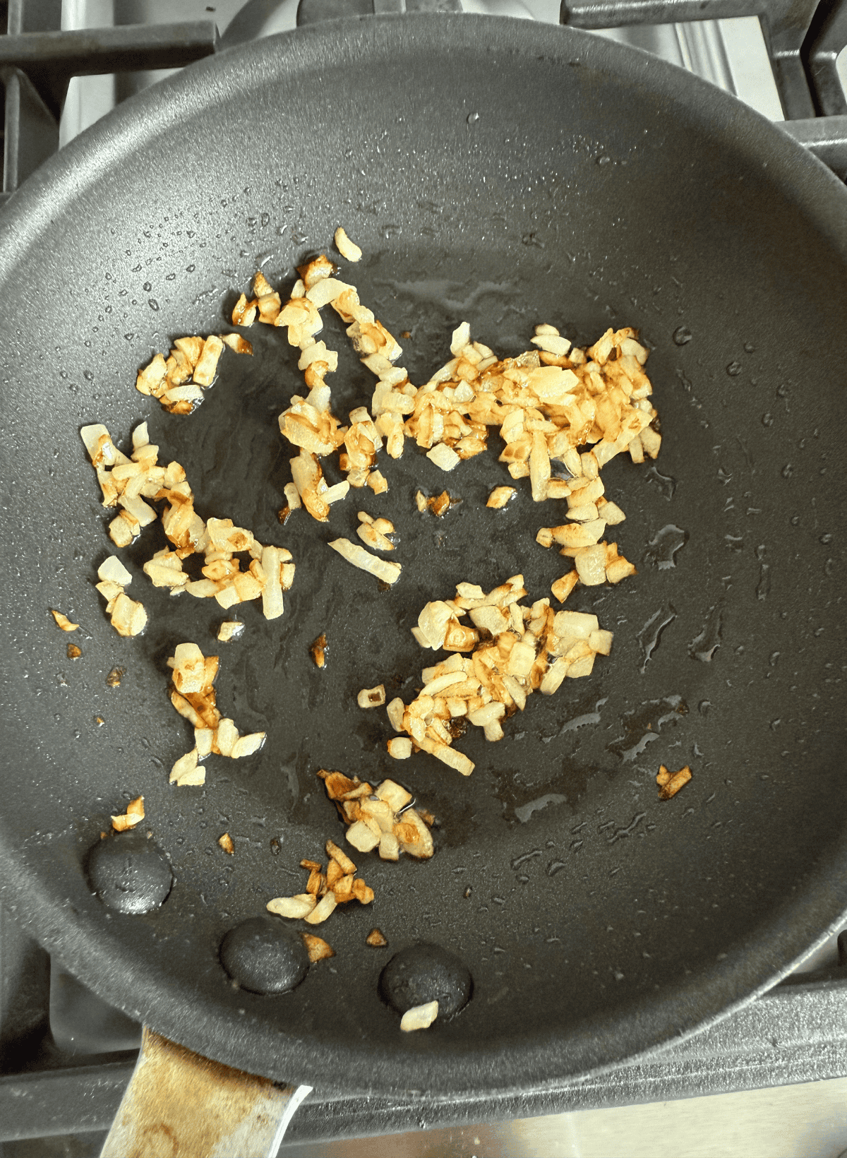 browned onions in a nonstick skillet